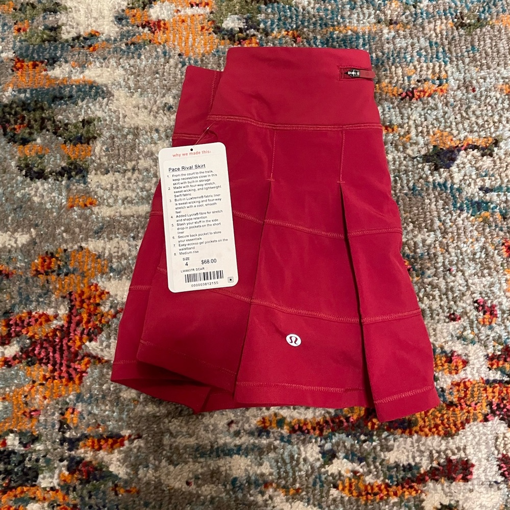 Lululemon Run Tennis Skirt Skort Pace Revival 4 NWT